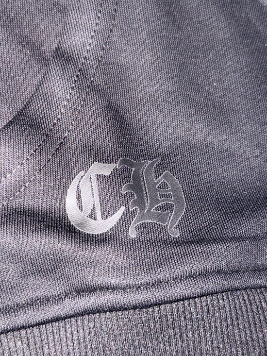 Chrome Hearts Black Zip-Up Hoodie Jacket with Light Blue Sleeve Graphics - Picture 5 of 7